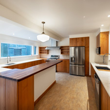 This kitchen was completely rebuilt from the ground up. It is now bright, spacious, and well organized.